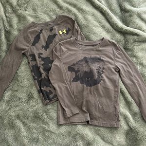 Under Armour long sleeve T-shirts, size 5T, both are army green